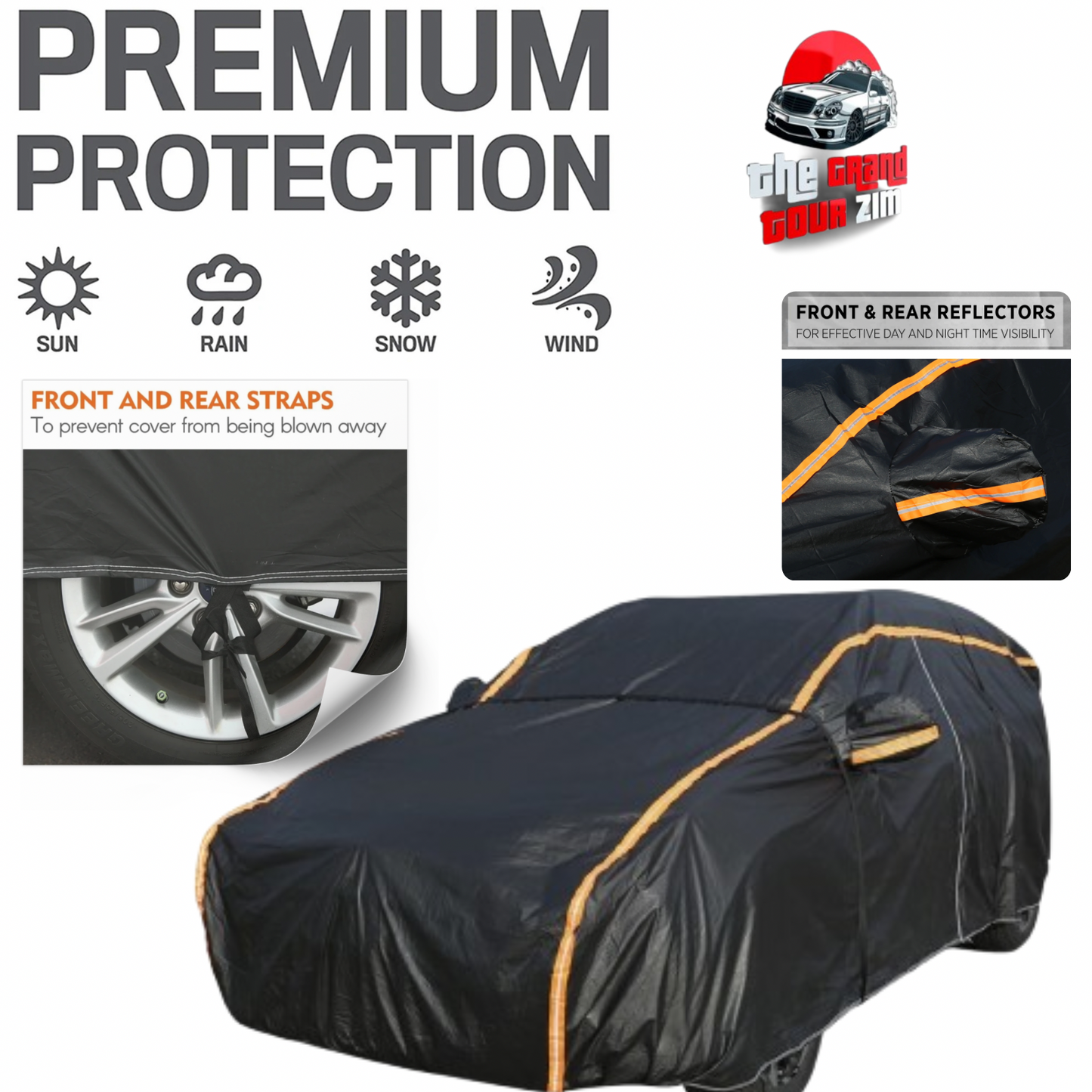 All-Weather Waterproof SUV Car Cover – UV, Snow, Rain & Dust Protection with Reflective Strips (Up to 19ft)