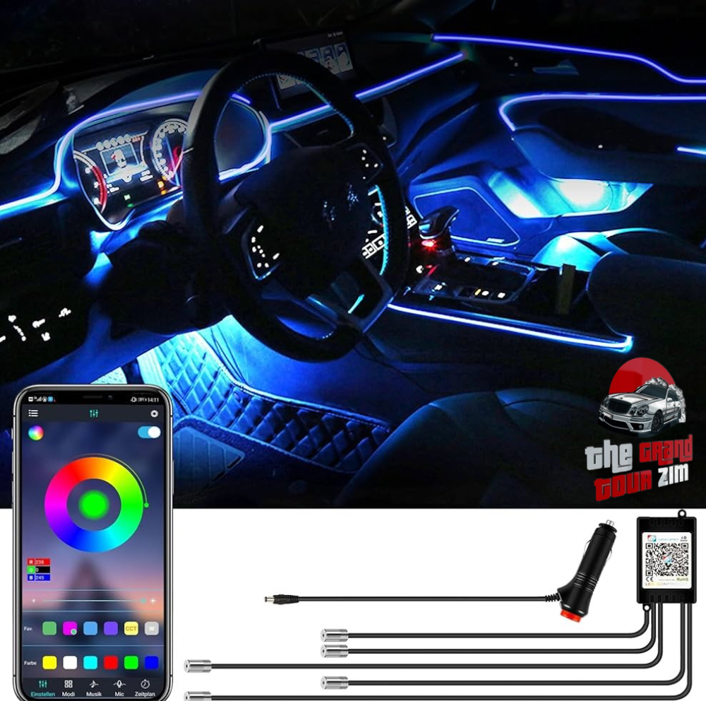 18-in-1 Dual-Zone RGB LED Car Interior Ambient Light Kit – App Controlled