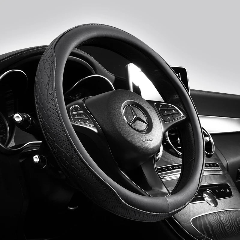 Perforated Leather Steering Wheel Cover – 15”