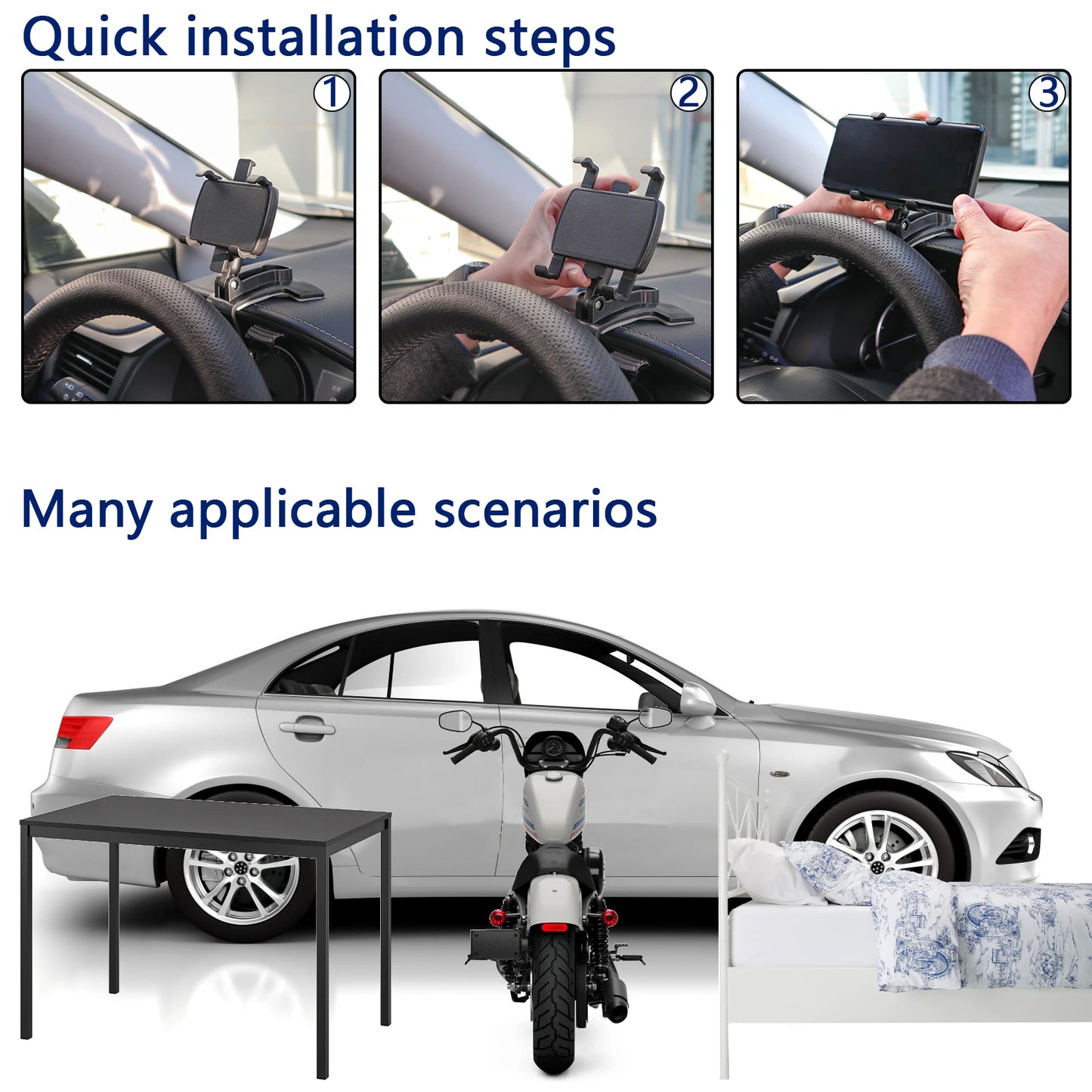 360° Dashboard Phone Mount – Universal Clip-On GPS & Phone Holder