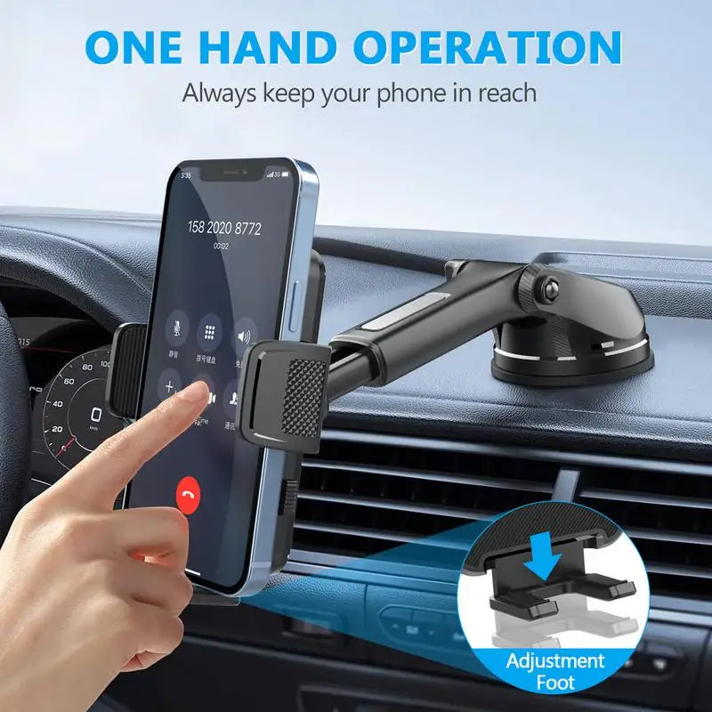 360° Rotating Phone Mount – Suction & Telescopic Holder for Windshield or Air Vent