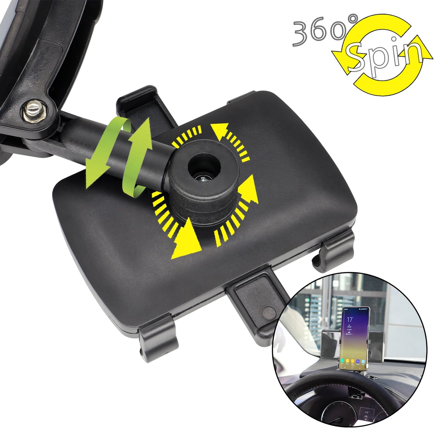 360° Dashboard Phone Mount – Universal Clip-On GPS & Phone Holder