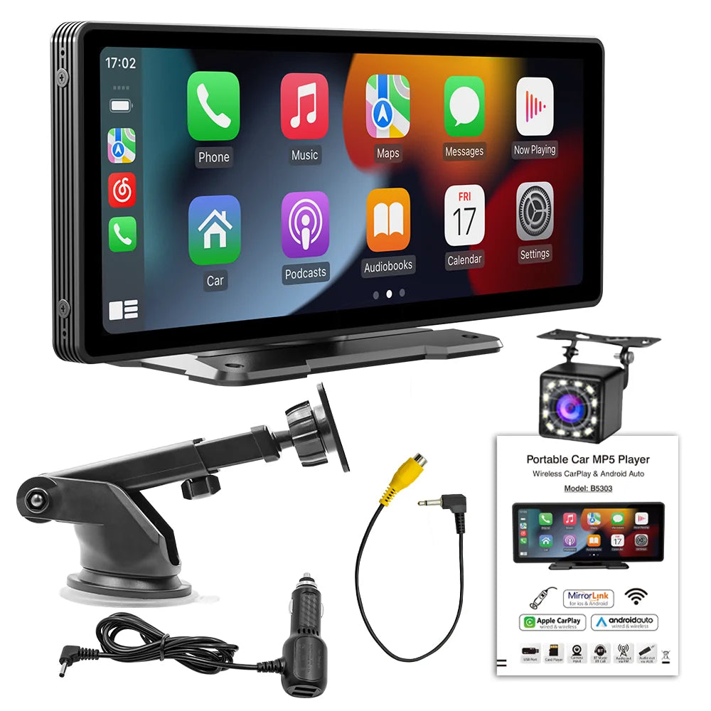 BQCC 10.26” Universal Car Multimedia Screen with Wireless CarPlay & Android Support