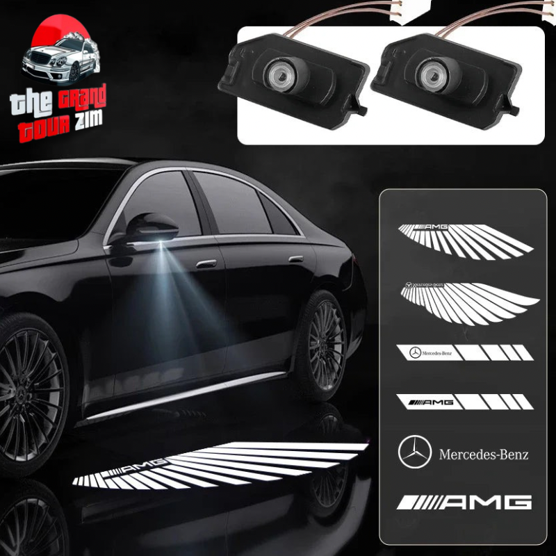 2PCS LED Angel Wings Welcome Lights – Mirror Projectors for Mercedes-Benz AMG
