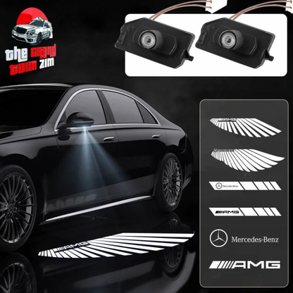 2PCS LED Angel Wings Welcome Lights – Mirror Projectors for Mercedes-Benz AMG