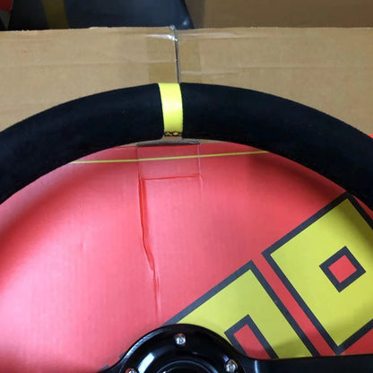 JDM 14” Universal Suede Racing Steering Wheel – MOMO Style for VW, Honda, Toyota, BMW, Nissan