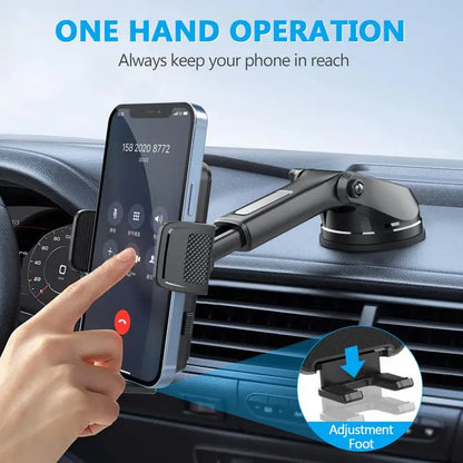 360° Rotating Phone Mount – Suction & Telescopic Holder for Windshield or Air Vent