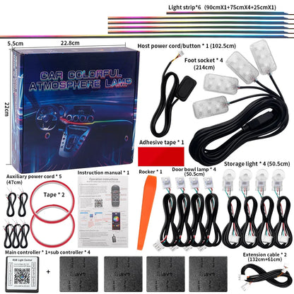18-in-1 Dual-Zone RGB LED Car Interior Ambient Light Kit – App Controlled