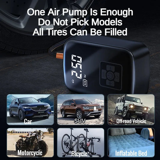 Portable Wireless Tire Inflator – 12V 150PSI Air Pump for Car, Bike & Ball