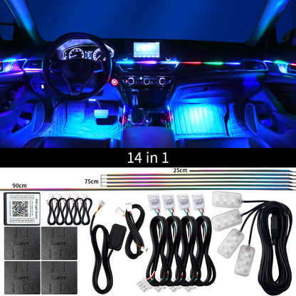18-in-1 Dual-Zone RGB LED Car Interior Ambient Light Kit – App Controlled