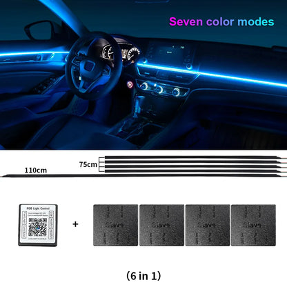 18-in-1 Dual-Zone RGB LED Car Interior Ambient Light Kit – App Controlled