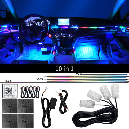 18-in-1 Dual-Zone RGB LED Car Interior Ambient Light Kit – App Controlled